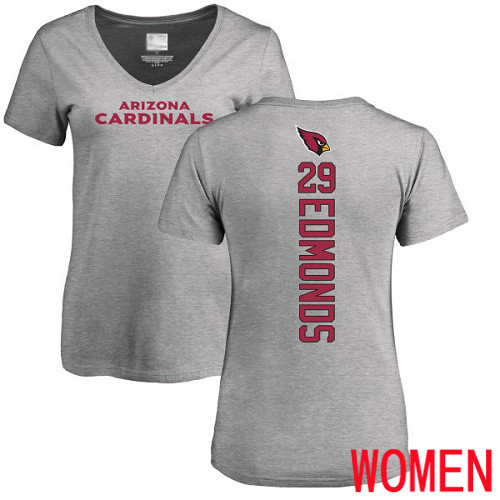 Arizona Cardinals Ash Women Chase Edmonds Backer V-Neck NFL Football #29 T Shirt